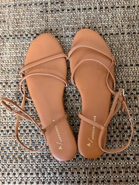 Anthropologie Cognac Leather Strappy Sandals